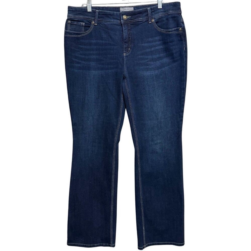Chico's So Slimming Bootcut Jeans Size 2 US 12 Blue Dark Wash Stretch Denim